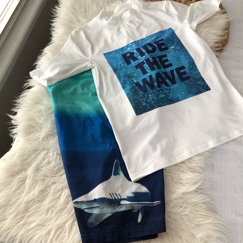 Boys swim trunks and swim shirt size L 12 Dash 14